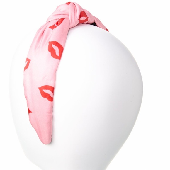 Kate Spade headband silk kisses pink w/red kisses OSFM NWT main image 4